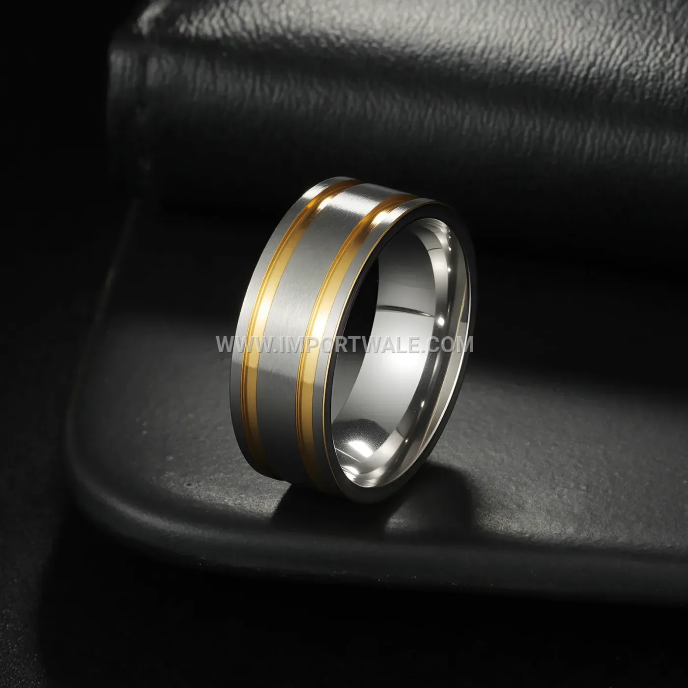 Matte Stainless Steel Dual Stripe Band Ring