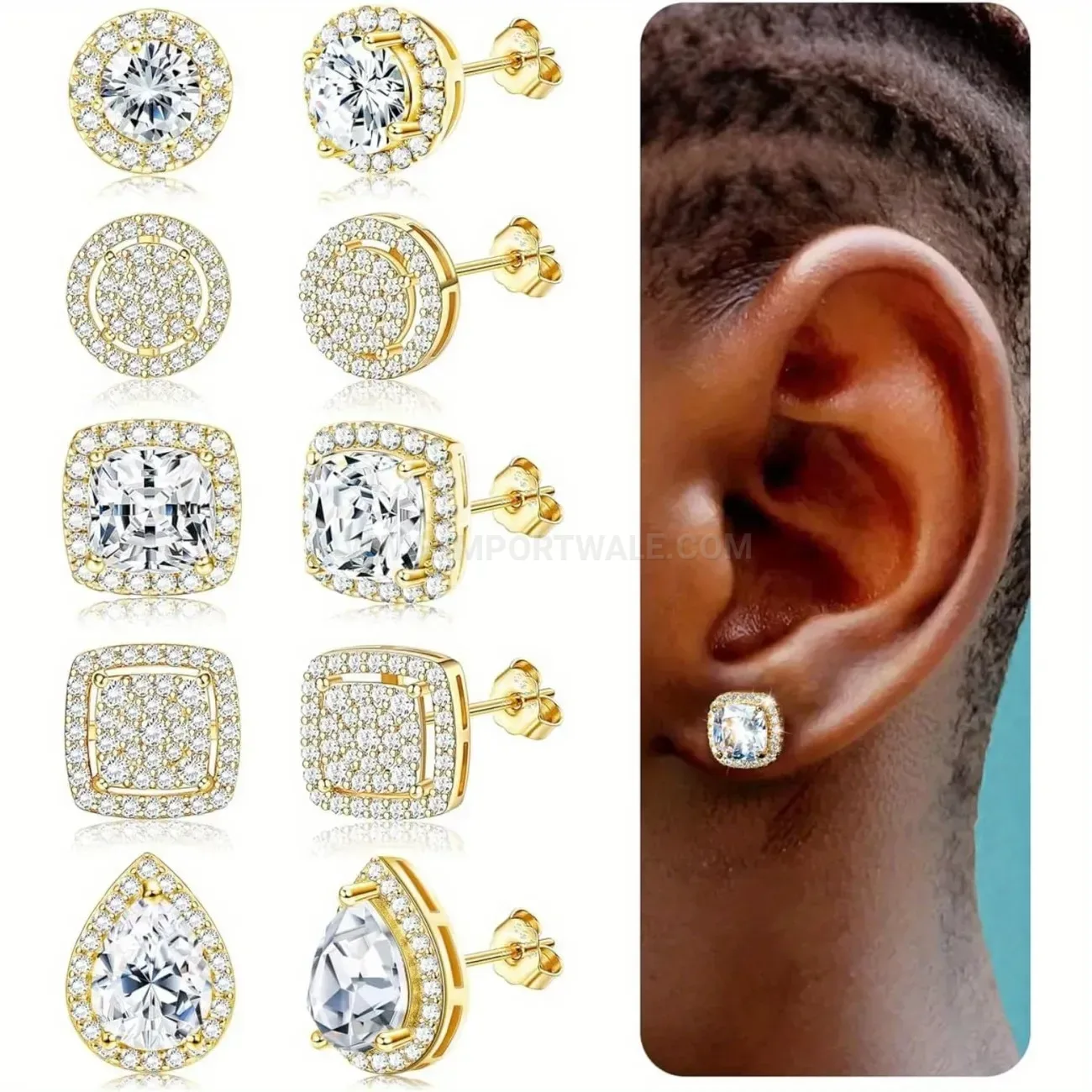 Fashion Stainless Steel Pave Cubic Zirconia Stud Earrings