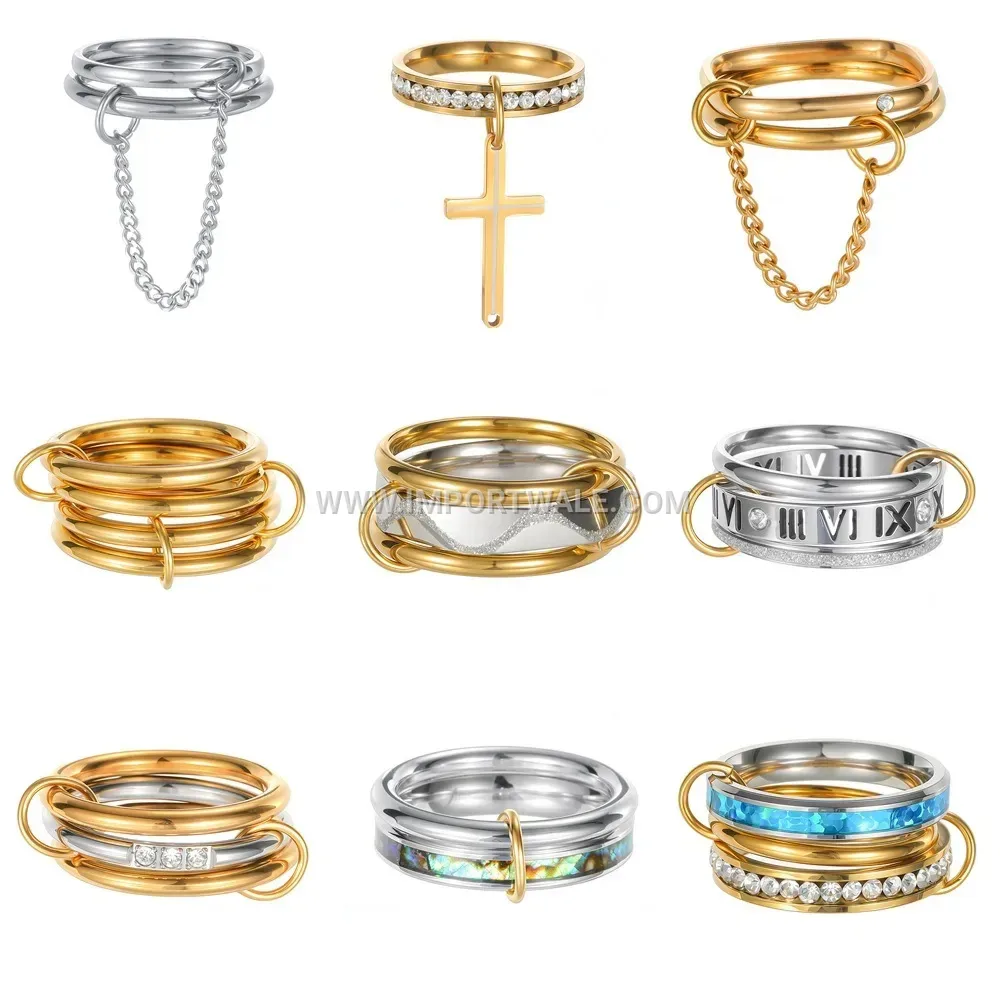 Geometric Stackable Stainless Steel Chain Band
