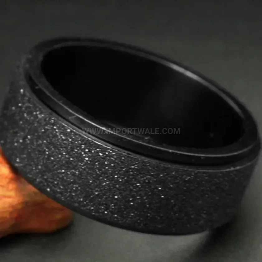 Classic Minimalist Black Matte Spinner Stainless Steel Ring