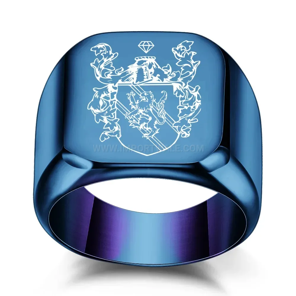 Stylish Vintage Engraved Griffin Square Stainless Steel Signet Ring