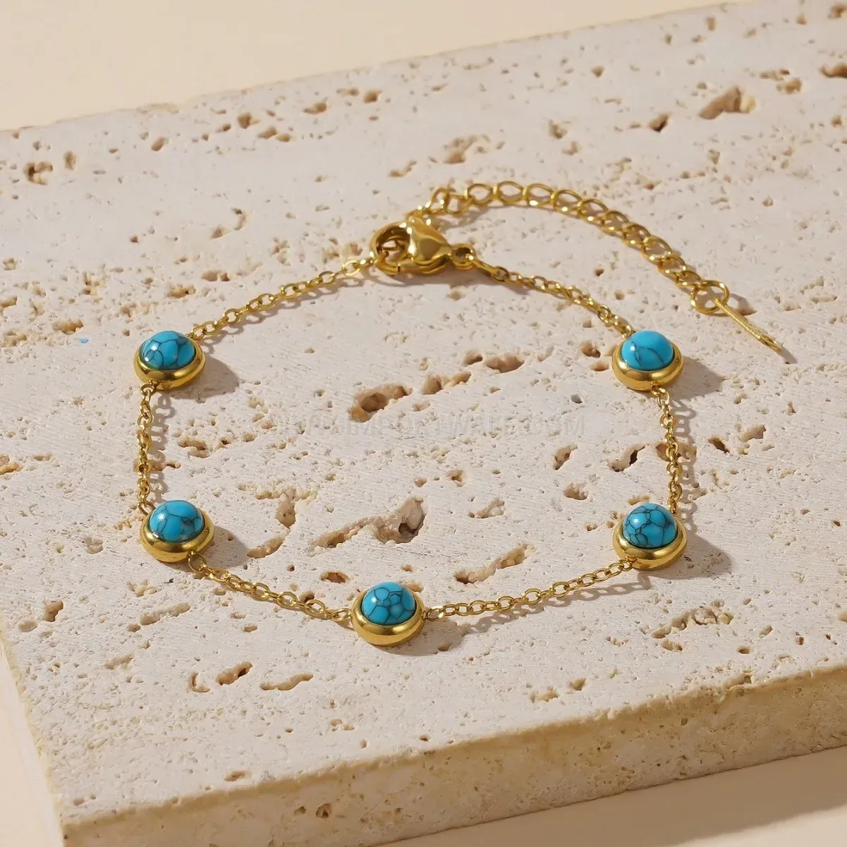 Sweet Turquoise Pearl Titanium Steel Jewelry Set