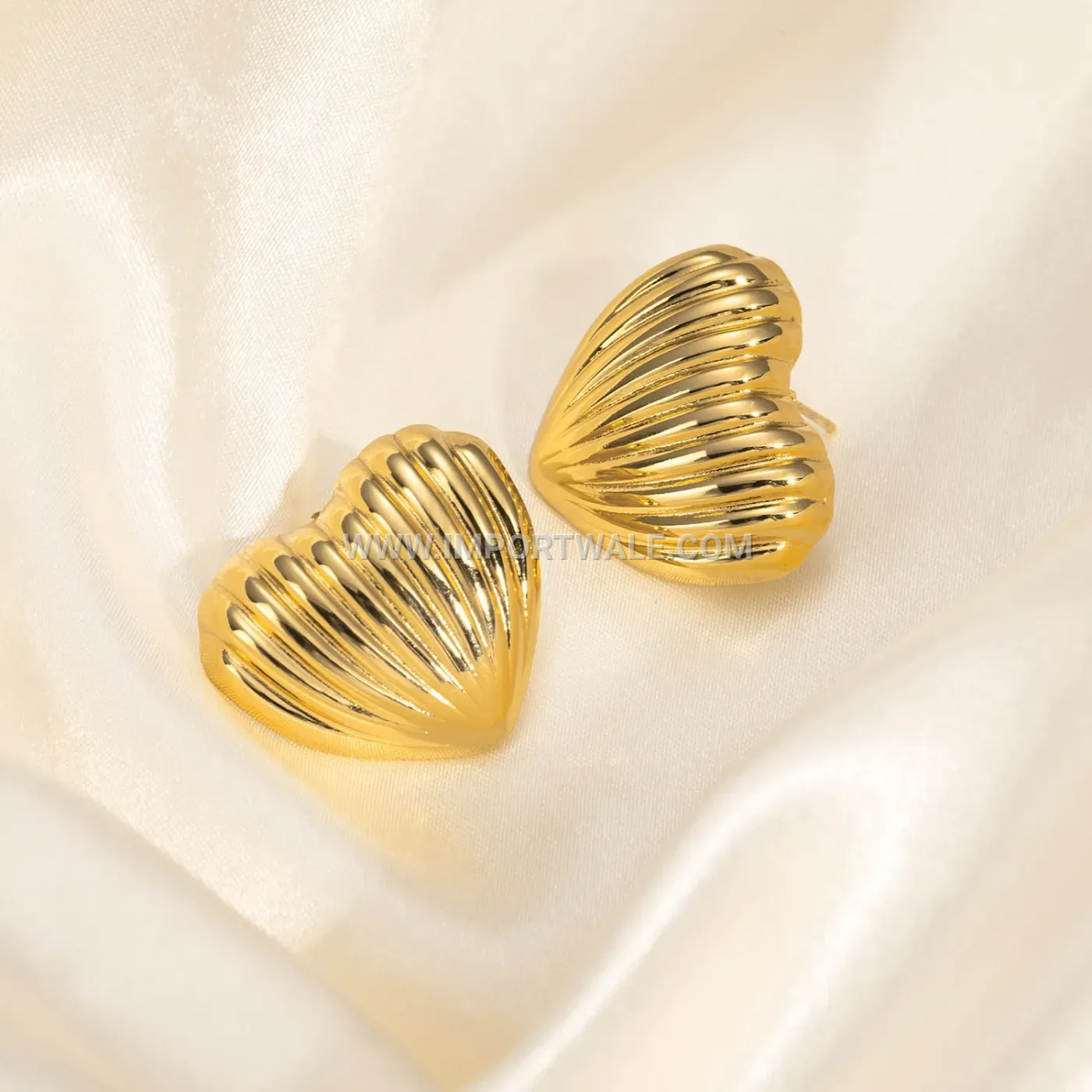 Minimalist Irregular Heart Geometric Gold Plated Stainless Steel Stud Earrings