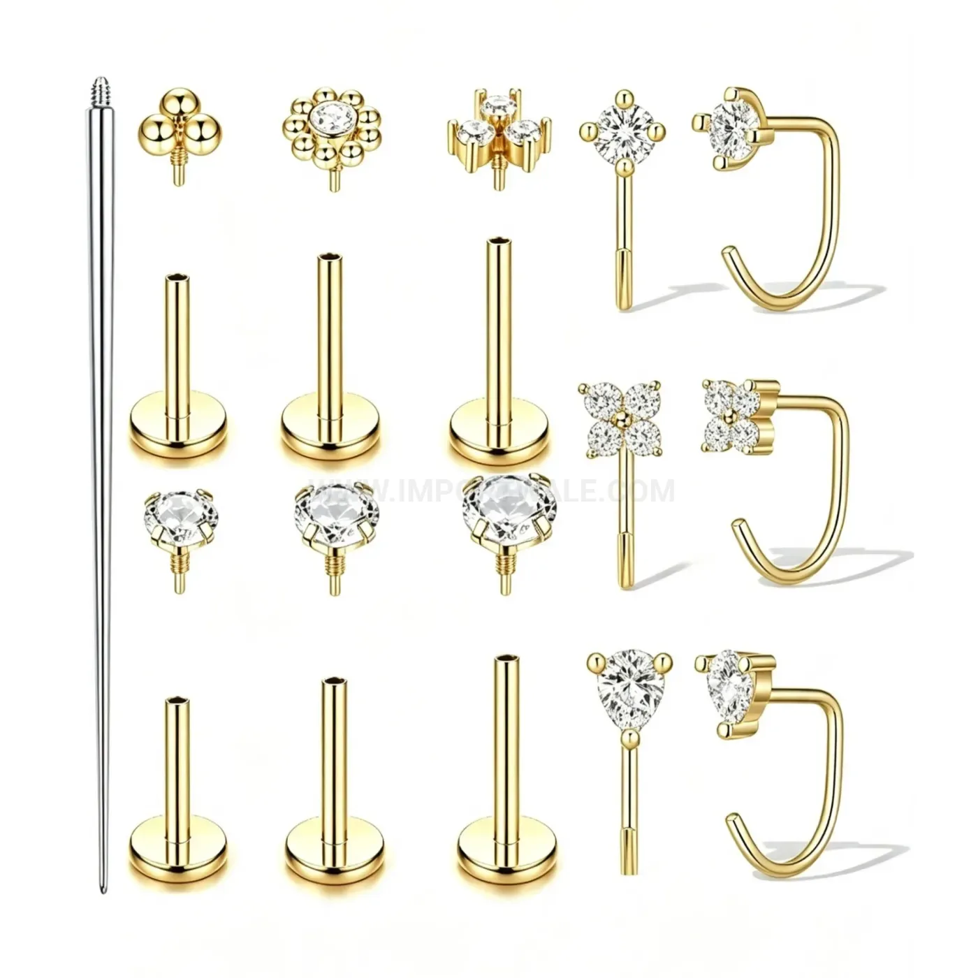 Classic Internally Threaded Flat Back Stainless Steel Body Piercing Set