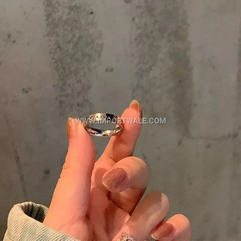 Minimalist Stainless Steel Rabbit Engraved Plain Band Ring
