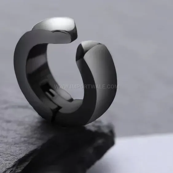 Bold Minimalist Round Stainless Steel Hoop Clip On Earrings