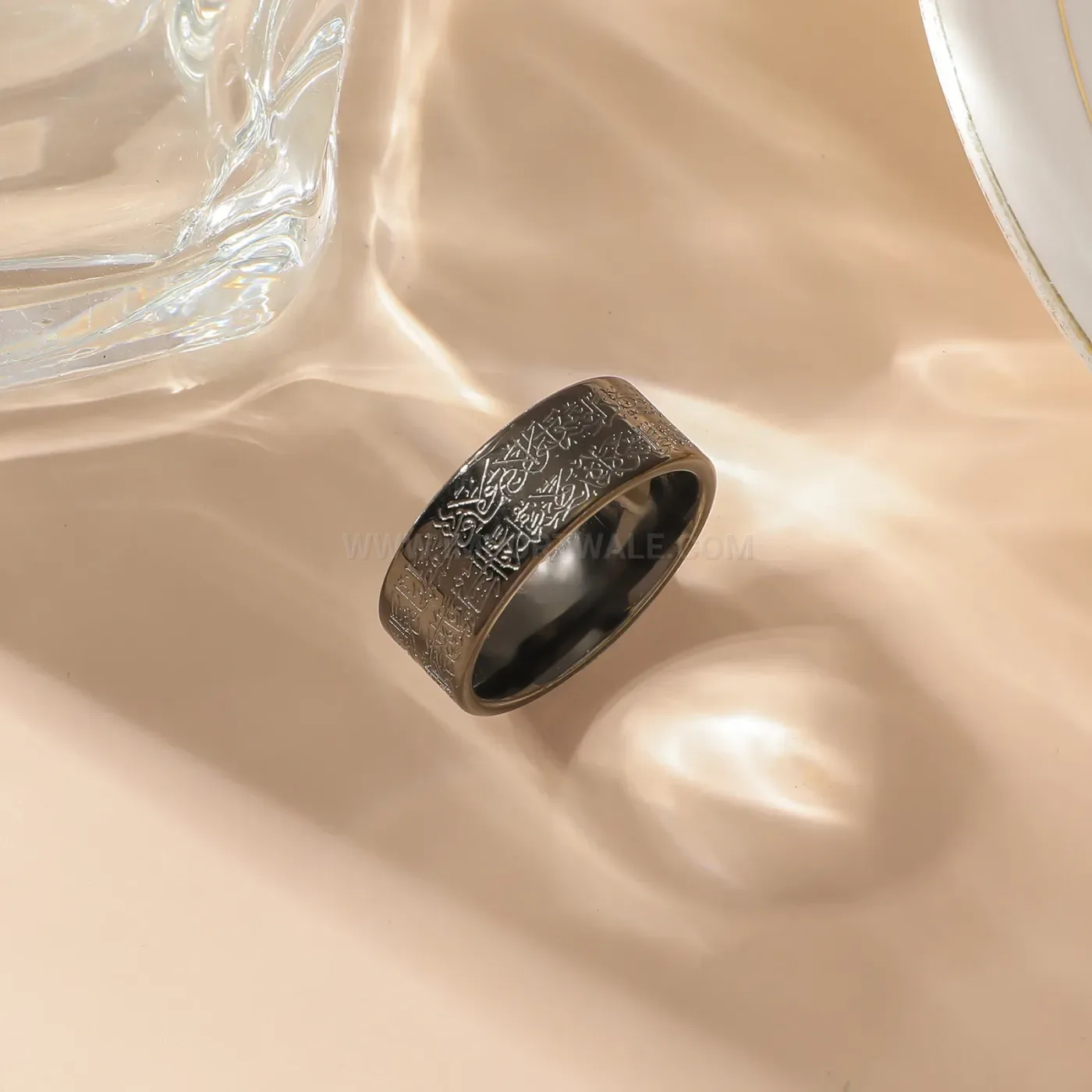 Stainless Steel Ayatul Kursi Arabic Calligraphy Ring