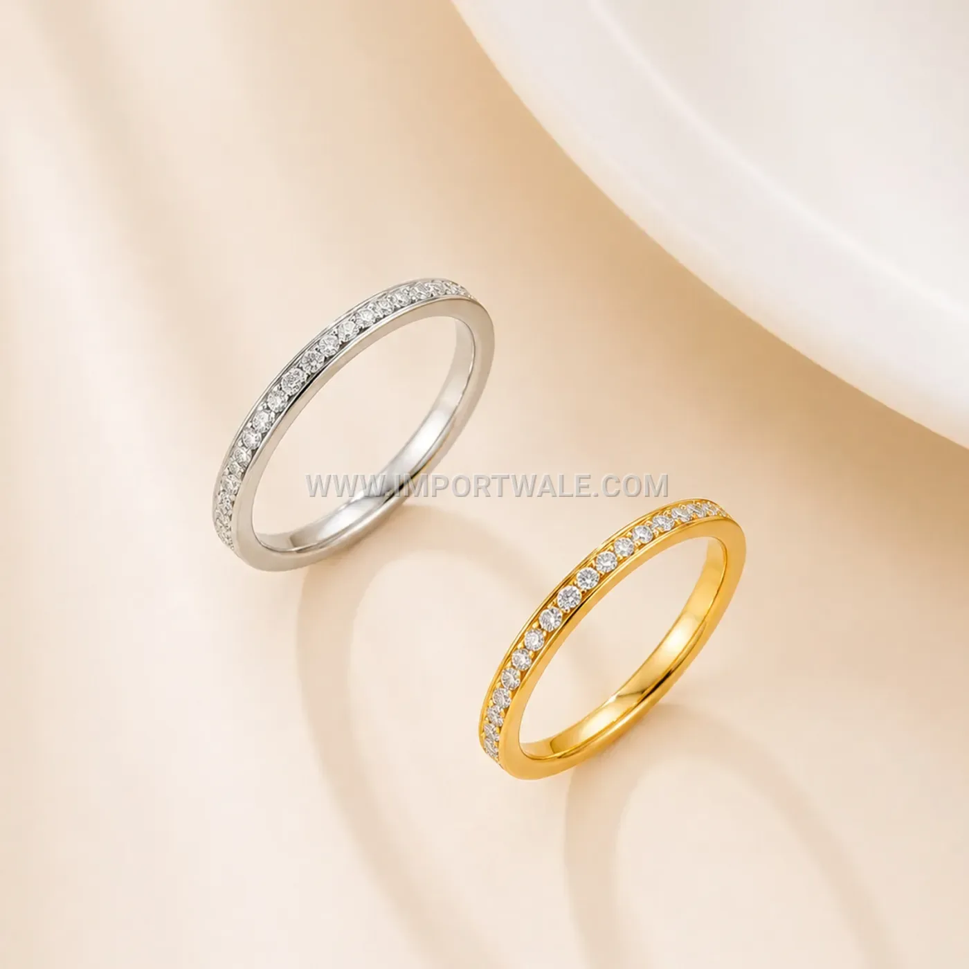 Slim Gold Plated Stainless Steel Half Eternity Ring