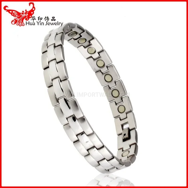 Sleek Geometric Titanium Steel Bio Magnetic Link Bracelet