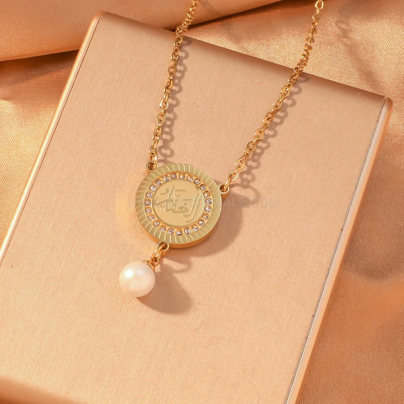 Stainless Steel 99 Names of Allah Pearl Pendant Necklace