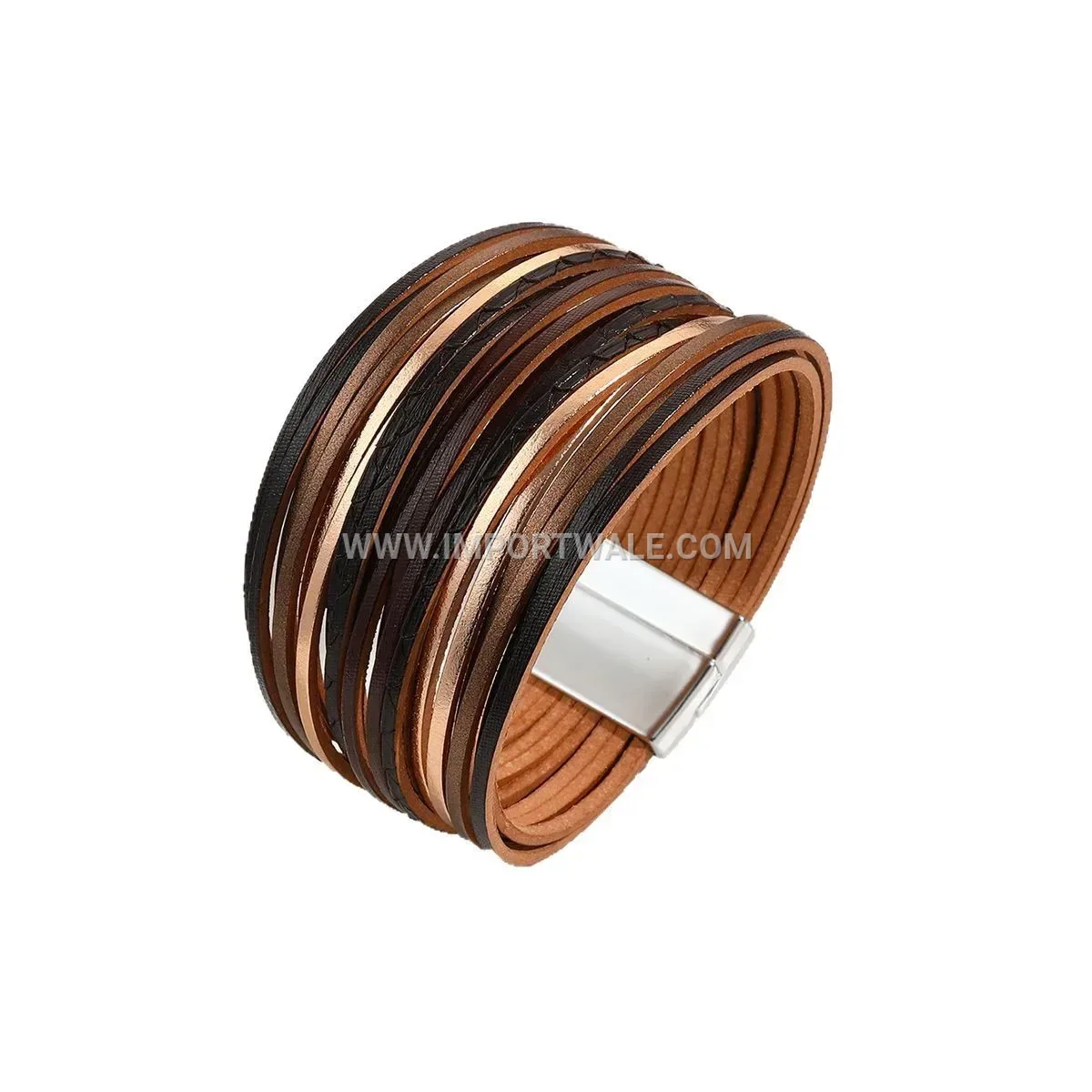 Multi-Layer Faux Leather Embossed Gradient Wrap Bracelet