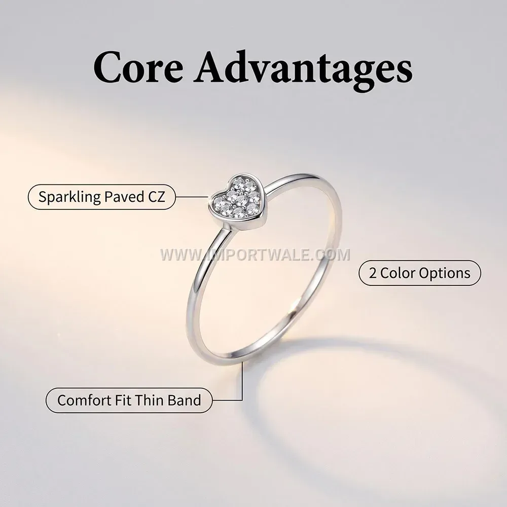 Heart Shaped Zircon 18K Gold Plated Stainless Steel Ring