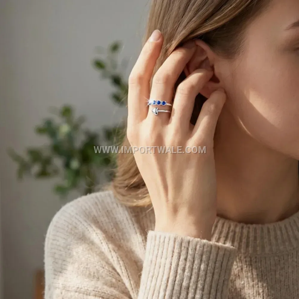 Heart-Cut Zircon Arrow Open Band Ring in Stainless Steel