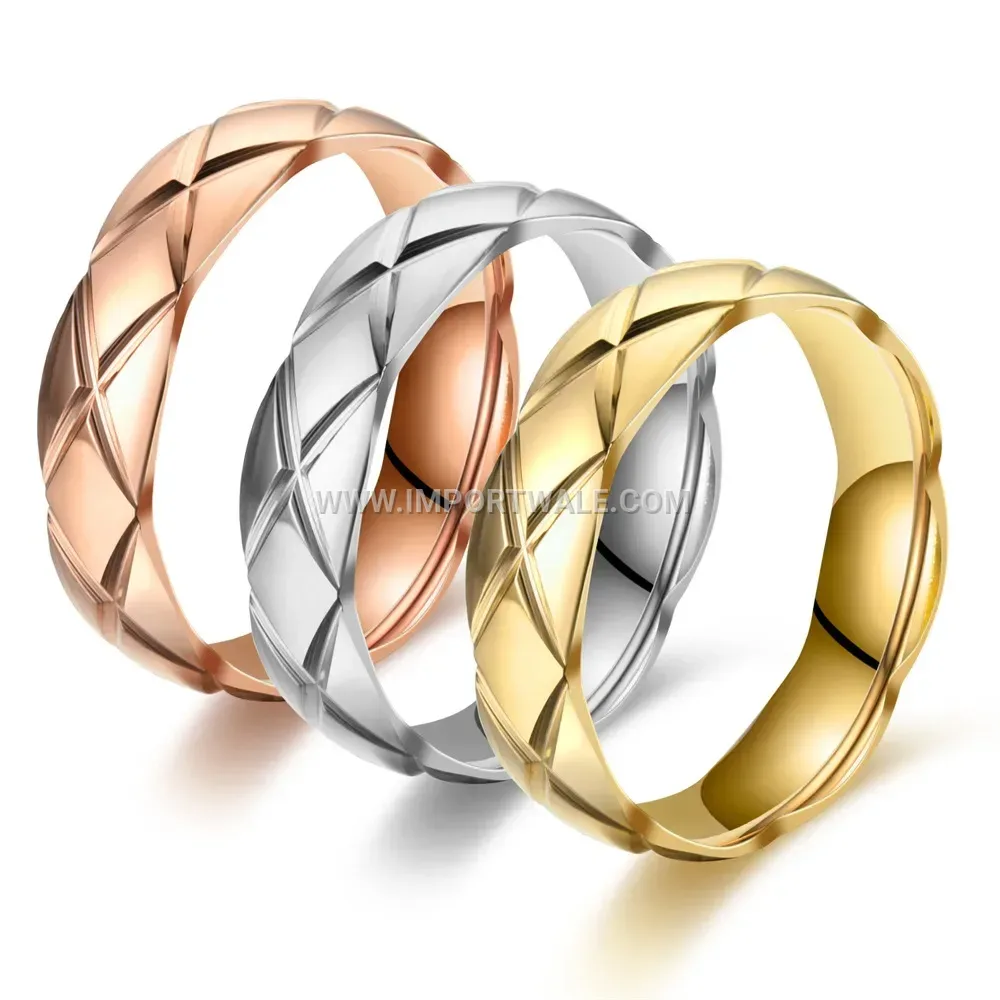 Cut Edge Curved Stainless Steel Geometric Band Ring