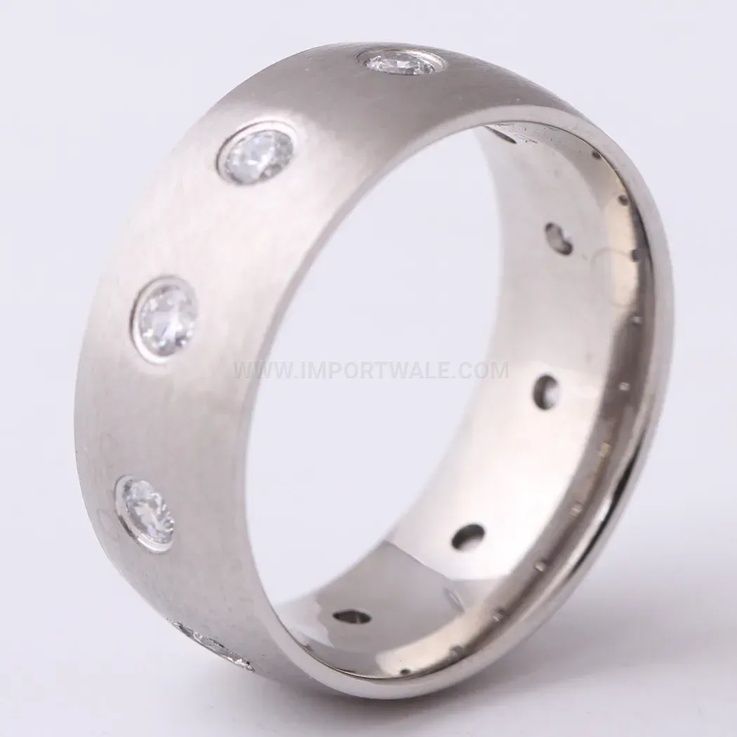 Designer Symmetrical Rhinestone Accent Stainless Steel Ring