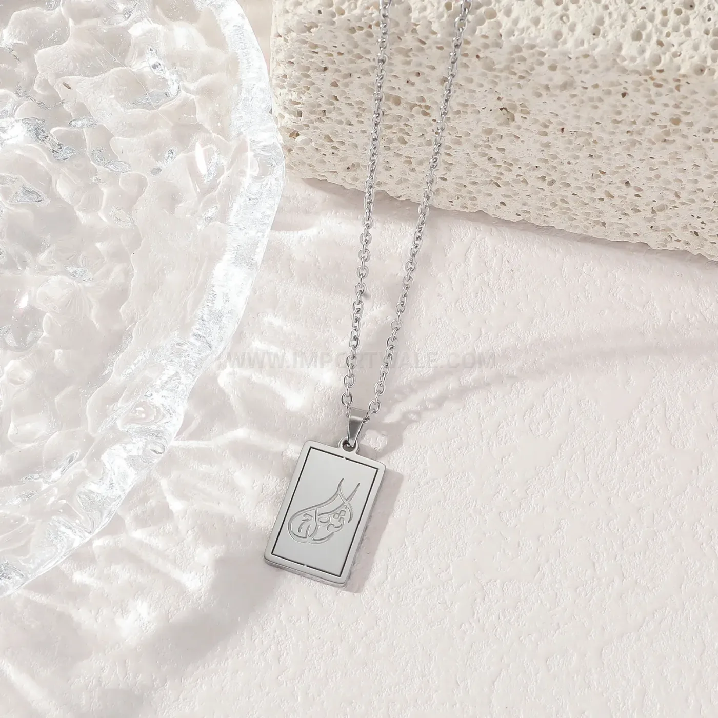 Elegant Arabic Calligraphy Stainless Steel Devotional Pendant Necklace