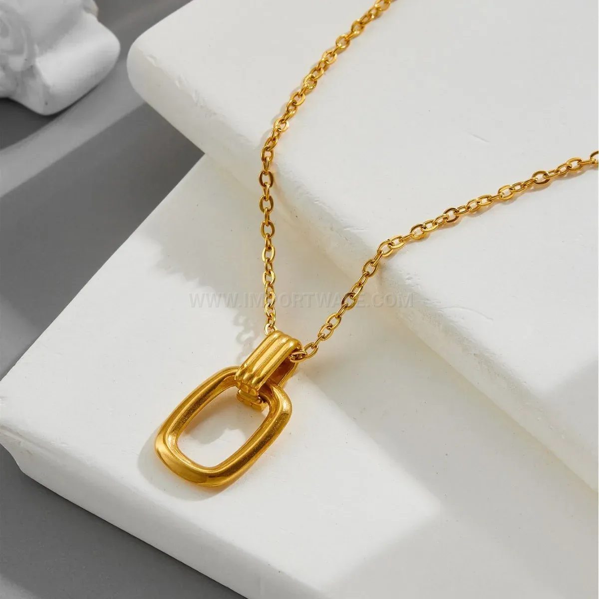 Minimalist Interlocking Double Ring Titanium Steel Necklace