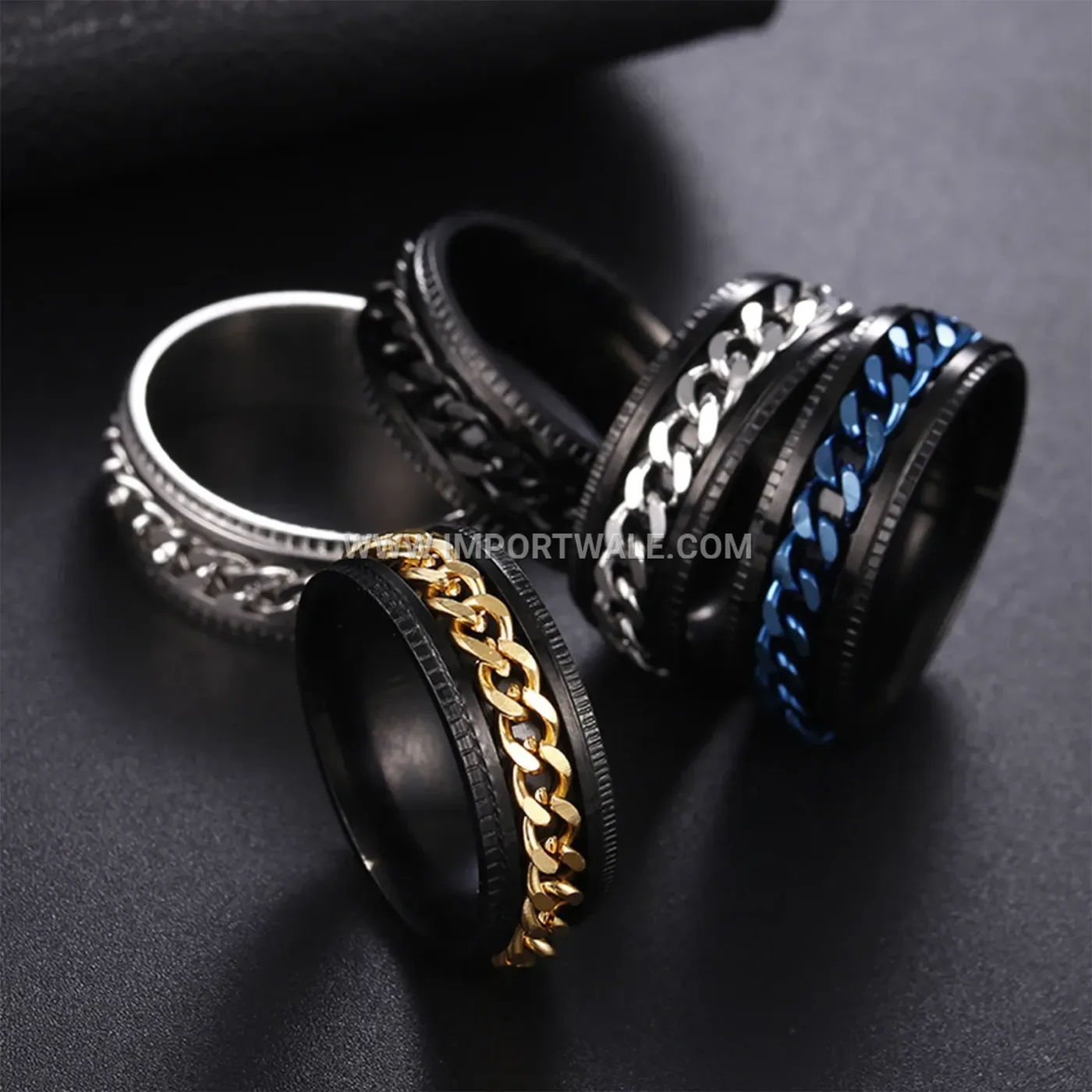 Spinning Center Chain Stainless Steel Band Ring
