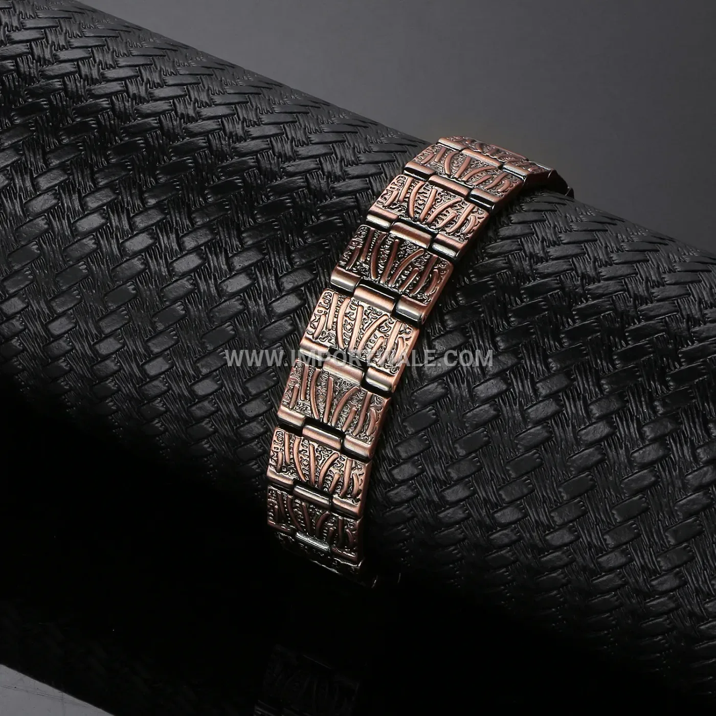 Vintage Red Copper Geometric Chain Bio Magnetic Bracelet