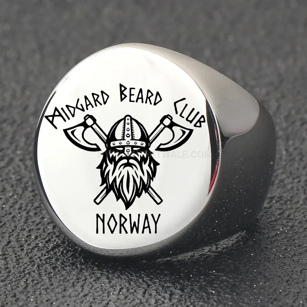 Stylish Viking Double Axe Engraved Stainless Steel Band Ring