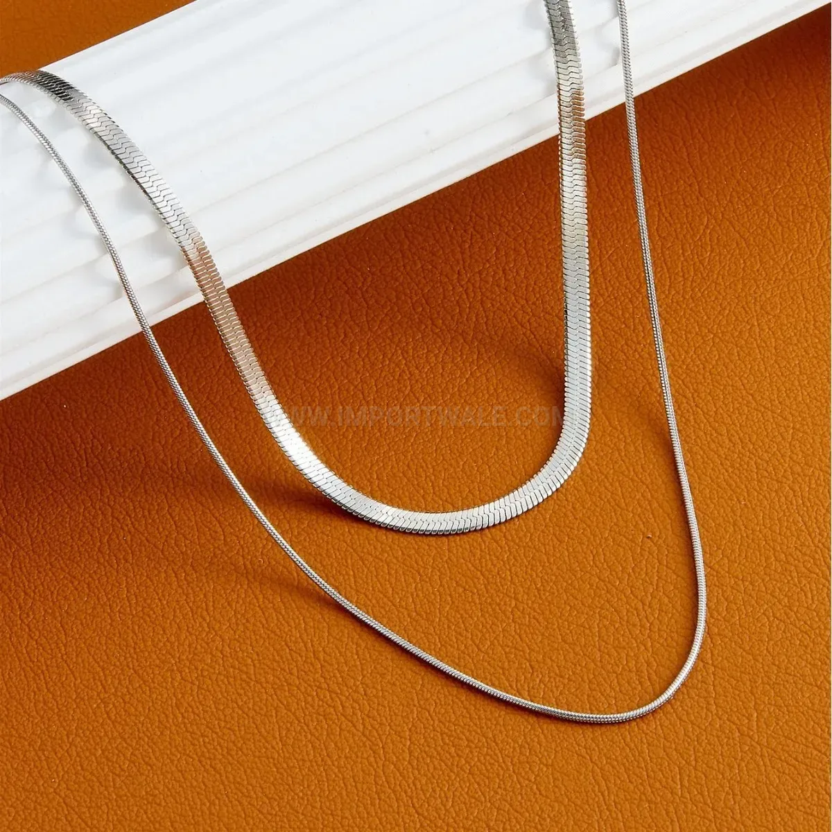 Bold Double Layered Titanium Steel Snake Chain Choker Necklace