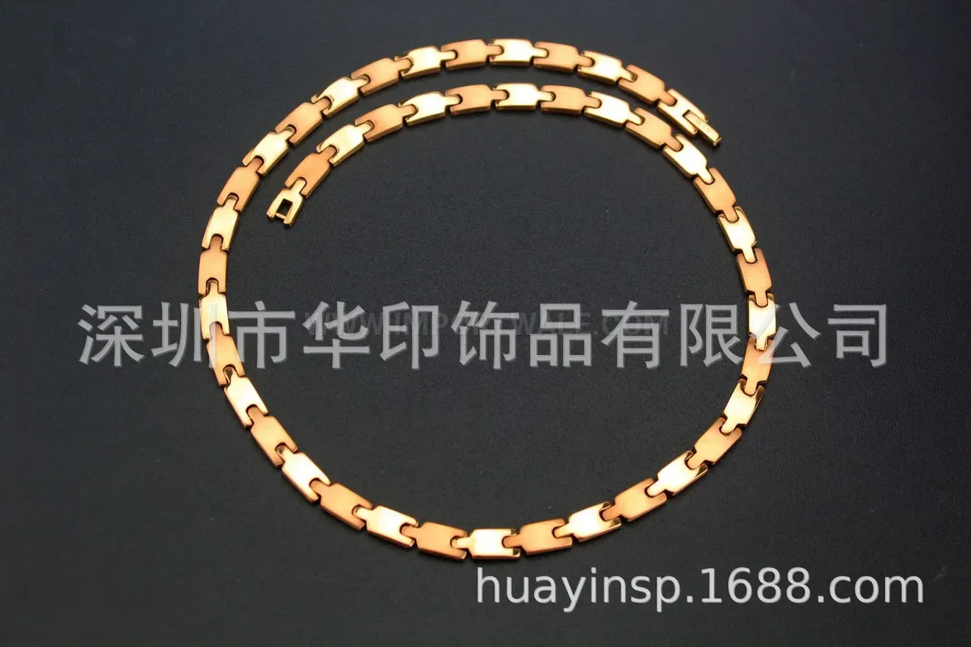 Modern Rose Gold Titanium Germanium Bio Magnetic Chain Necklace
