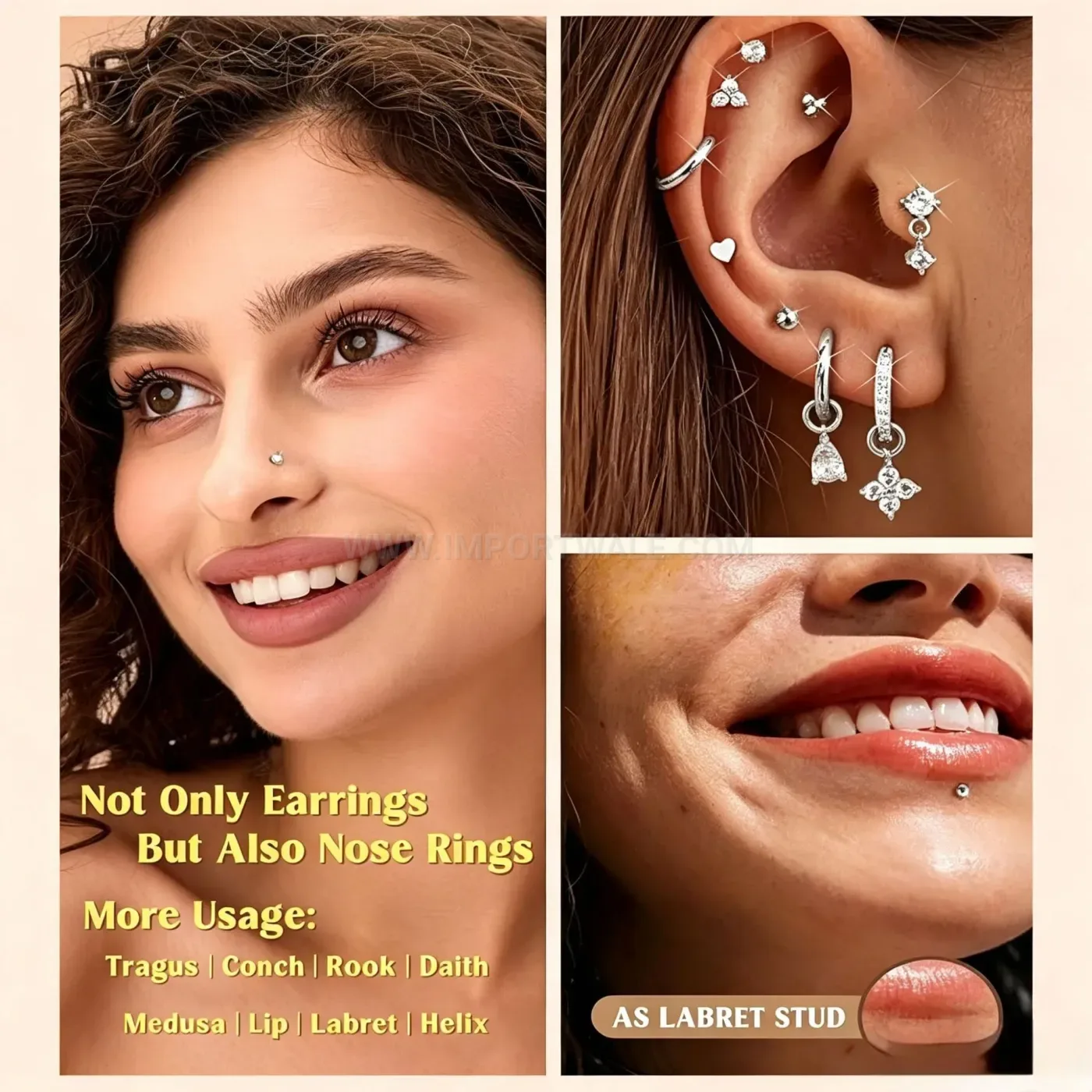 Classic Stainless Steel Zircon Body Piercing Jewelry Set