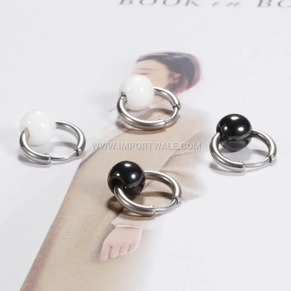 Hollow Arch Ceramic Stainless Steel Huggie Hoop Earrings
