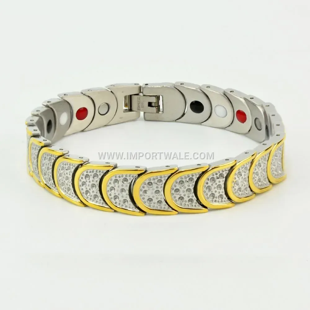 Retro Titanium Steel Moon Inlaid Unisex Chain Bracelet
