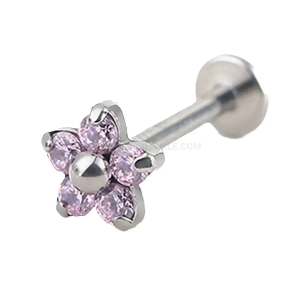 Chic Titanium Opal Zircon Floral Cartilage Piercing Earrings