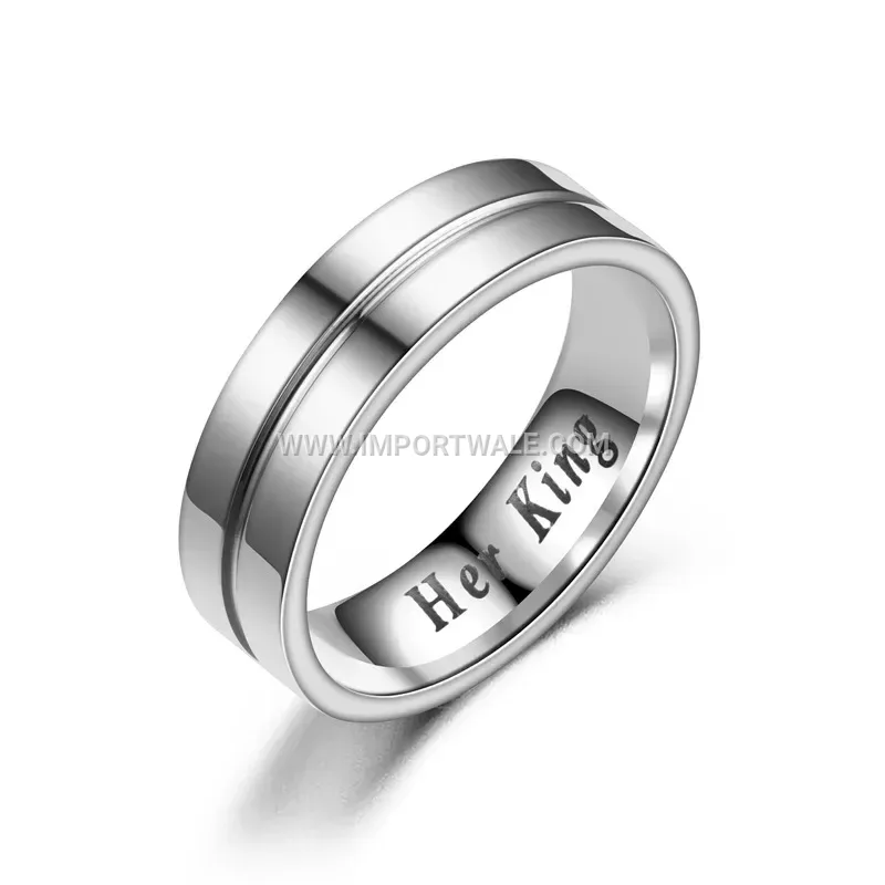 Crown Motif Stainless Steel Crystal Accent Couple Ring