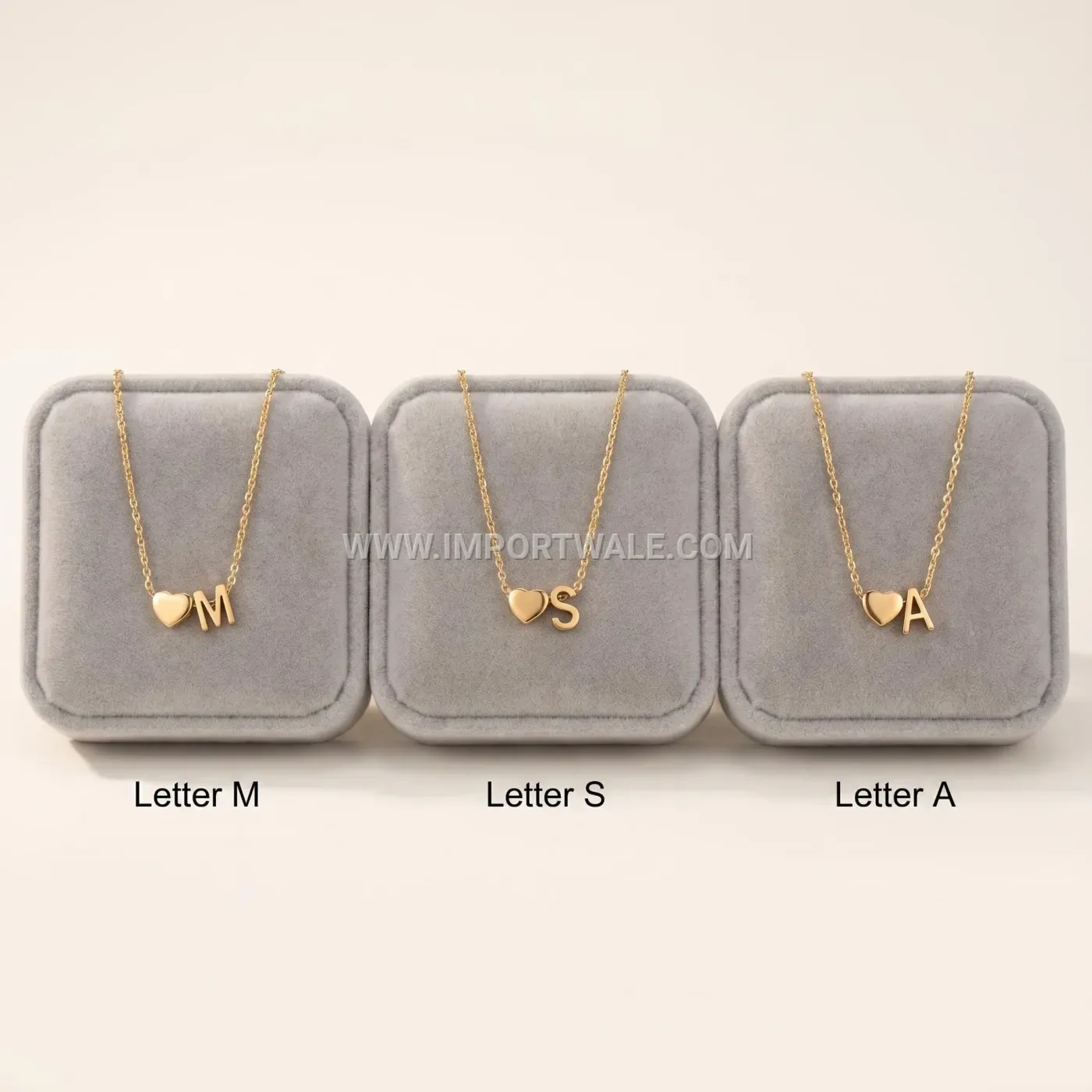 Gold Plated Stainless Steel Heart Initial Pendant Necklace
