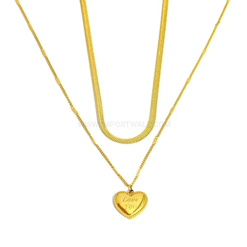 Elegant Gold Plated Titanium Steel Geometric Pendant Chain Necklace