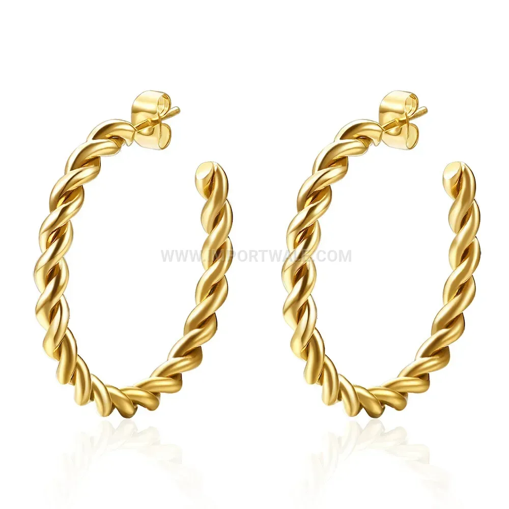 Chic Twisted Stainless Steel Hoop Earrings