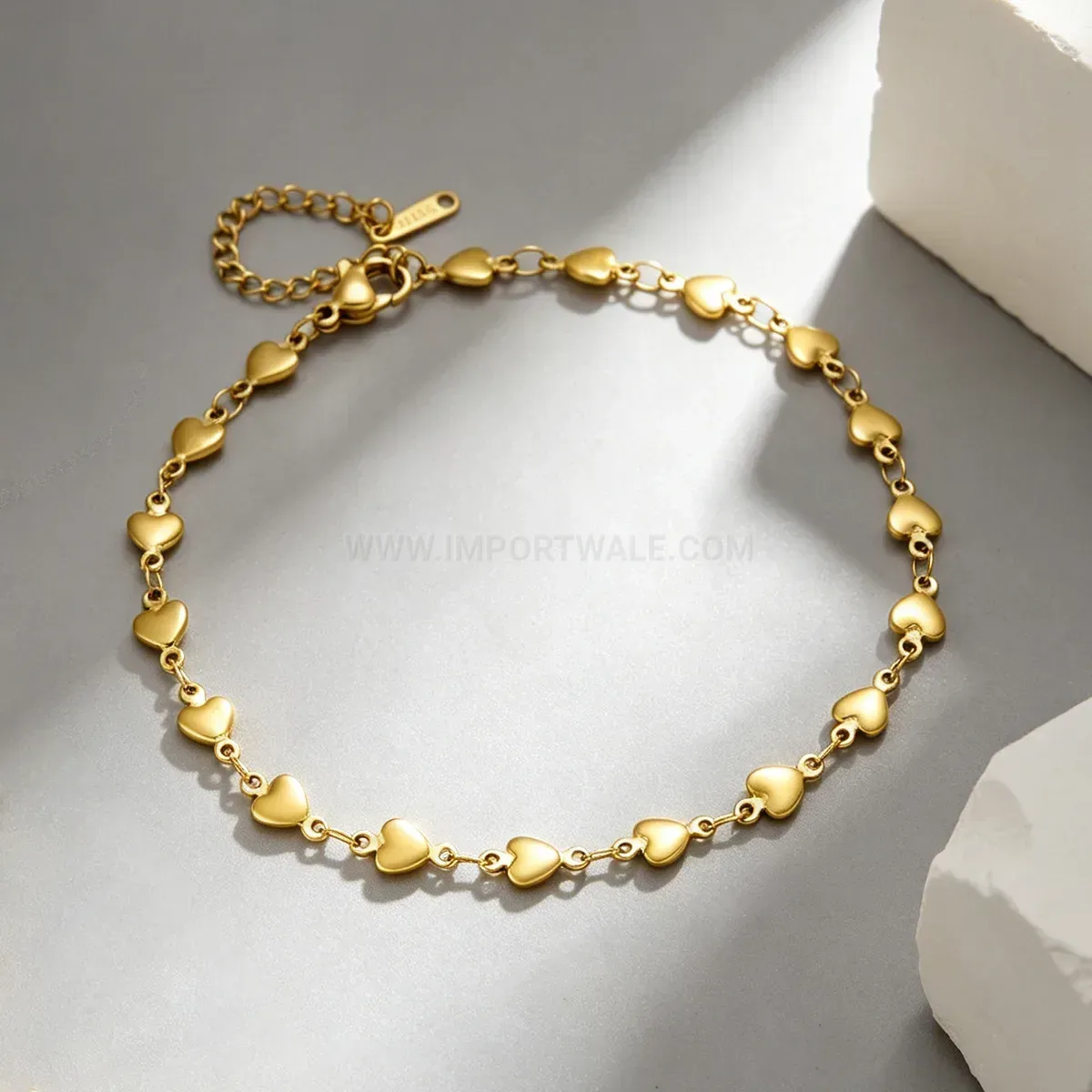 Stylish Stainless Steel Heart Charm Link Chain Jewelry Set