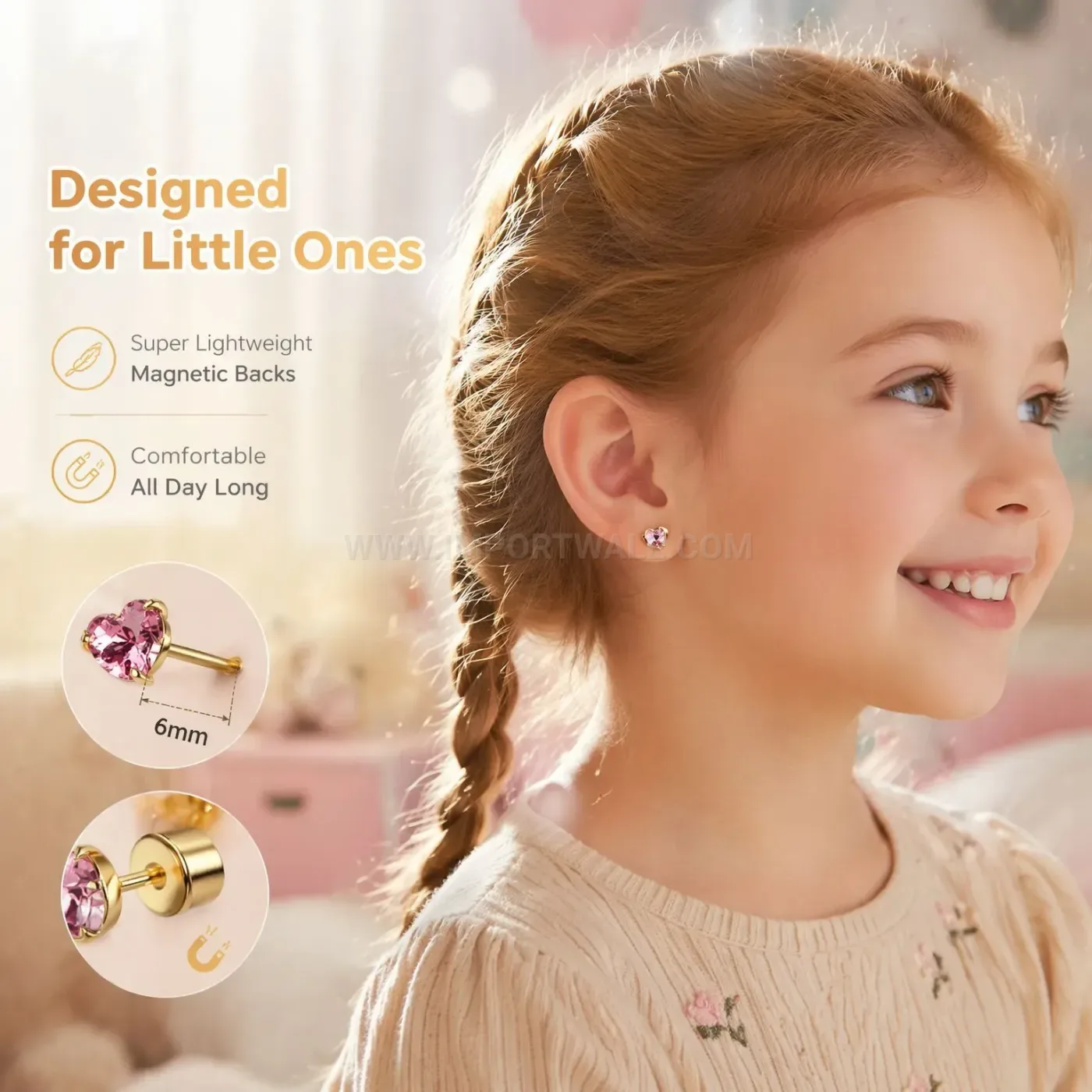 Elegant Pink Zircon Stainless Steel Threaded Cartilage Stud Piercing Set