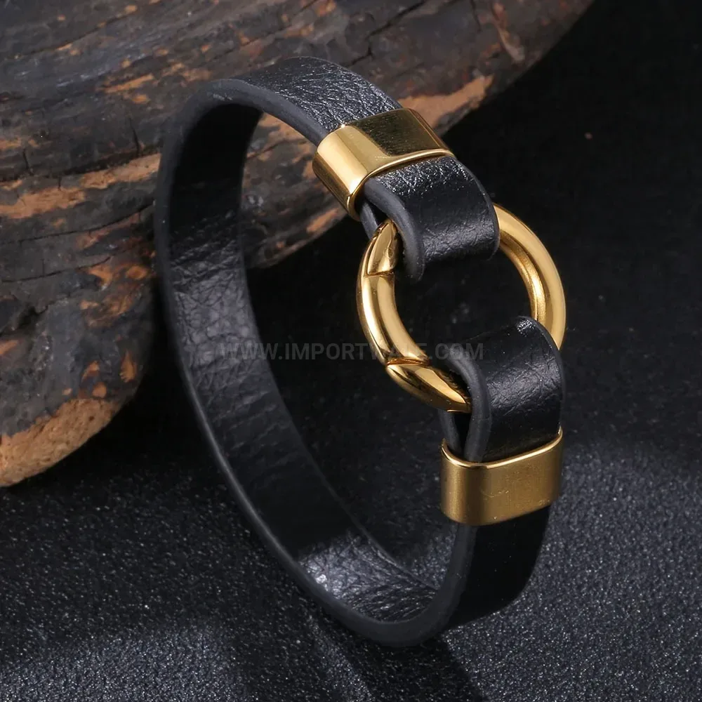 Minimalist Leather Cord Bracelet with Stainless Steel Spring Clasp