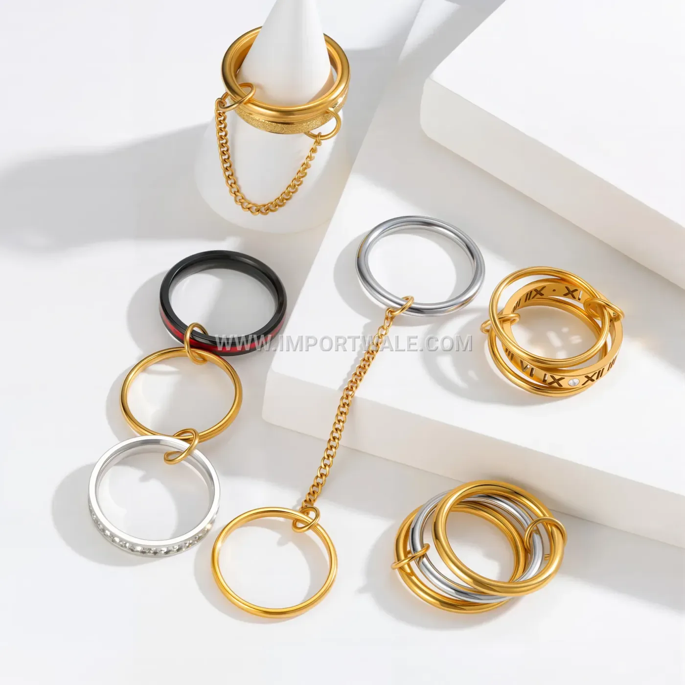 Geometric Stackable Stainless Steel Chain Band