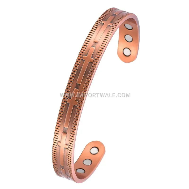 Unisex Geometric Antique Copper Magnetic Energy Bracelet