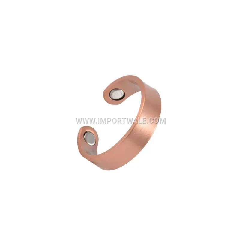 Minimalist Red Copper Magnetic Health Cuff Bracelet and Ring Set