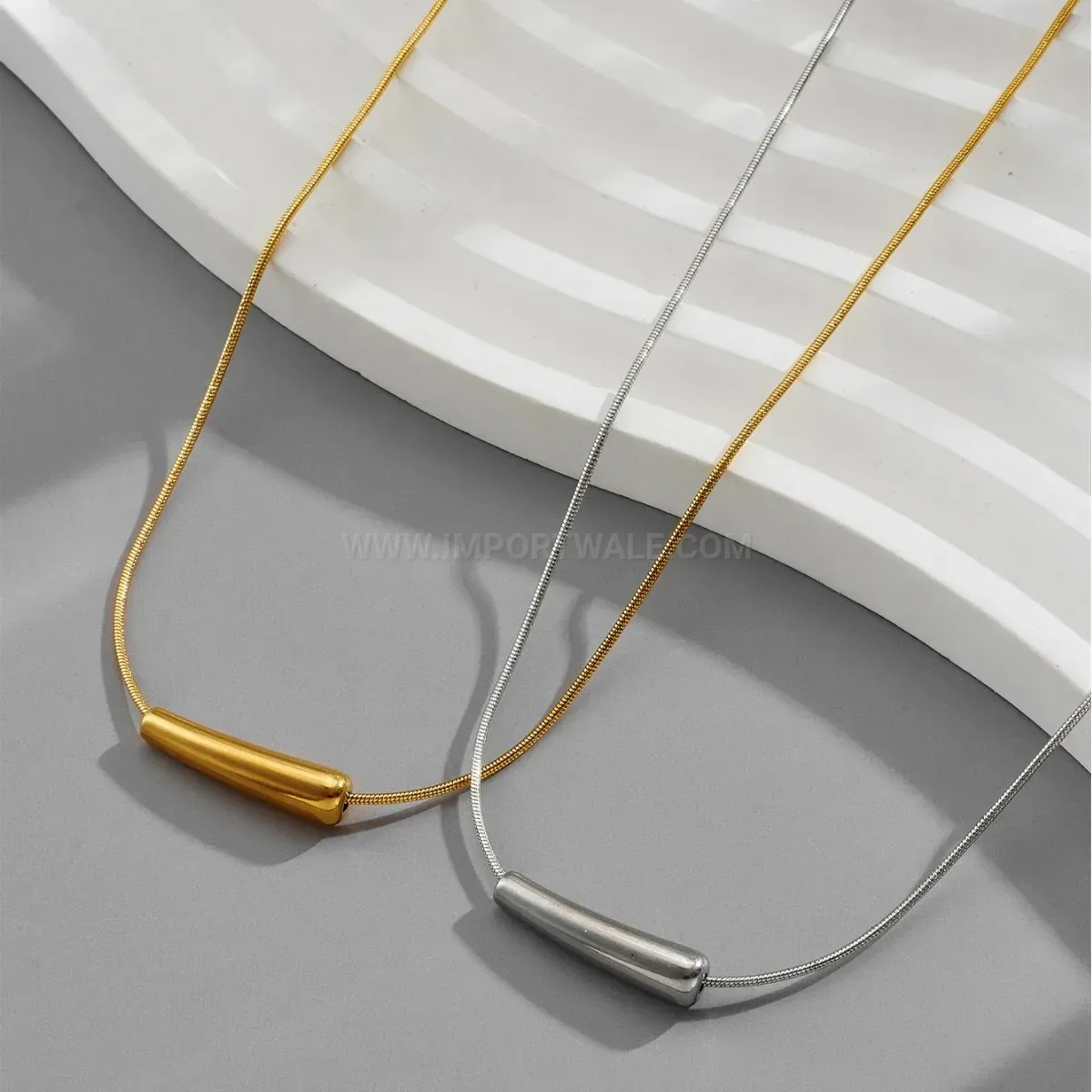 Classic Geometric Titanium Steel Eggplant Charm Pendant Necklace