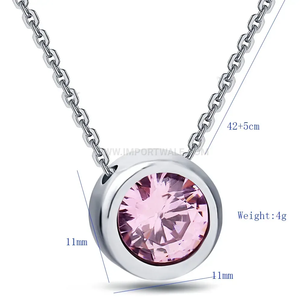 Minimalist Solitaire Crystal Stainless Steel Choker Pendant Necklace