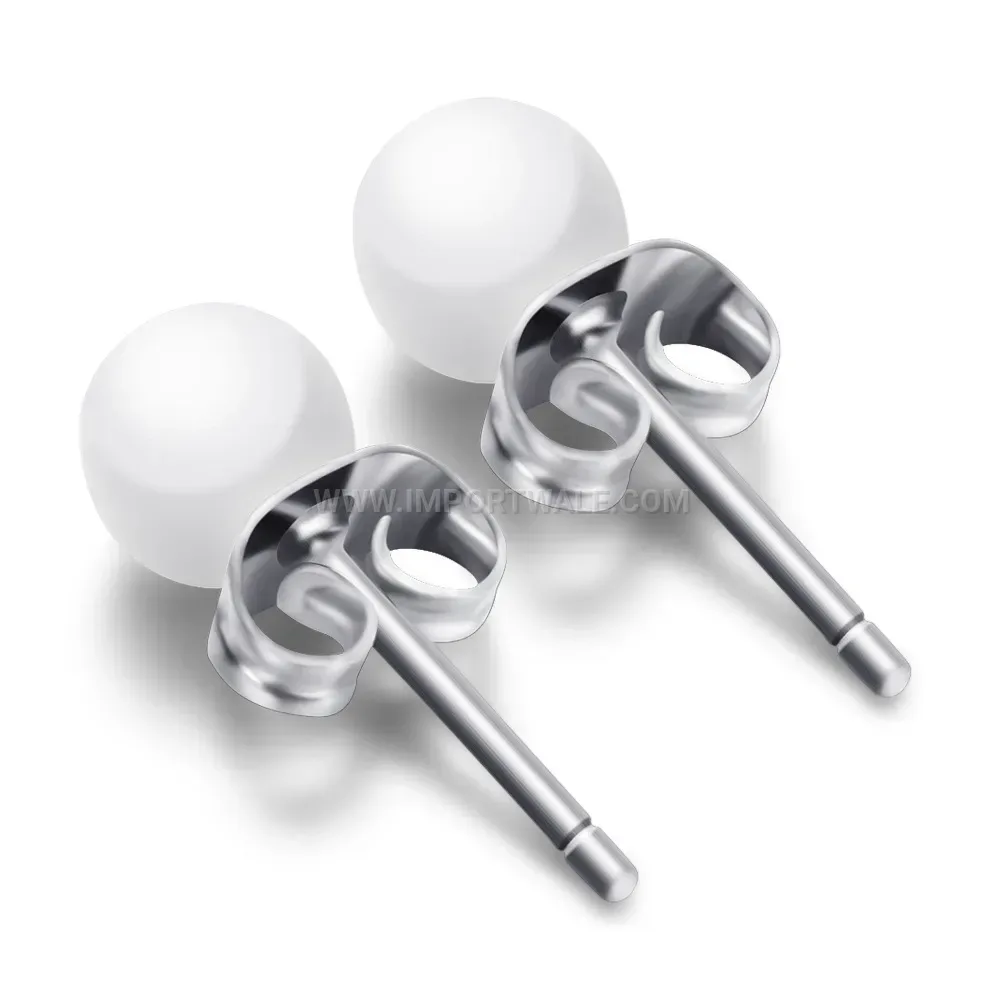 Minimalist Stainless Steel Stud Earrings with Colorful Ceramic Beads
