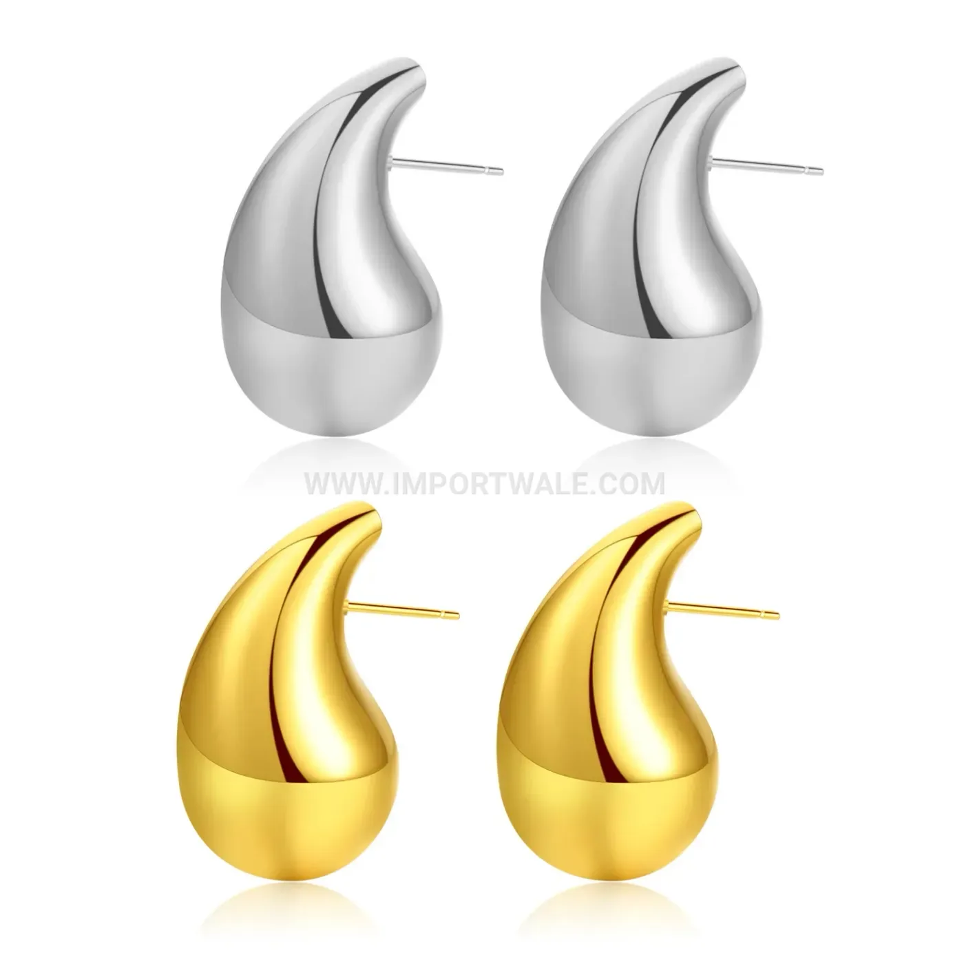 Hollow Teardrop Stainless Steel Stud Earrings