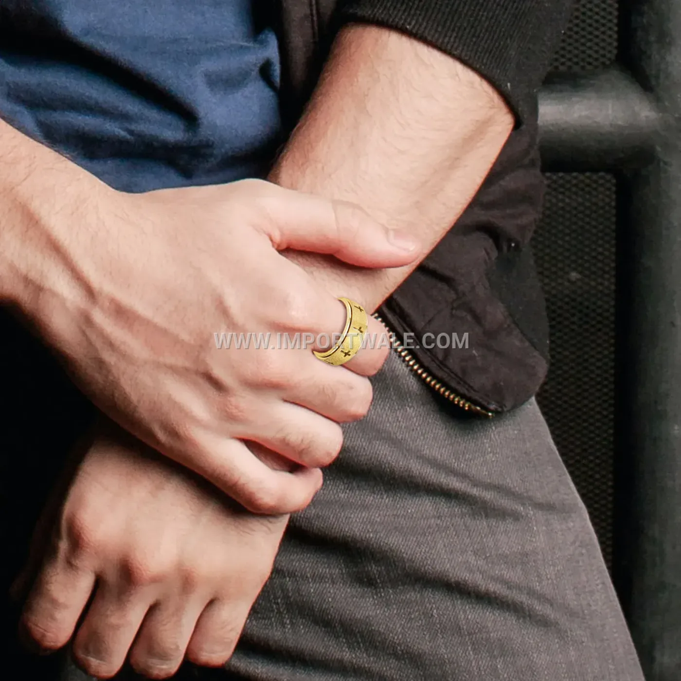 Rotatable Cross Stainless Steel Spinner Ring