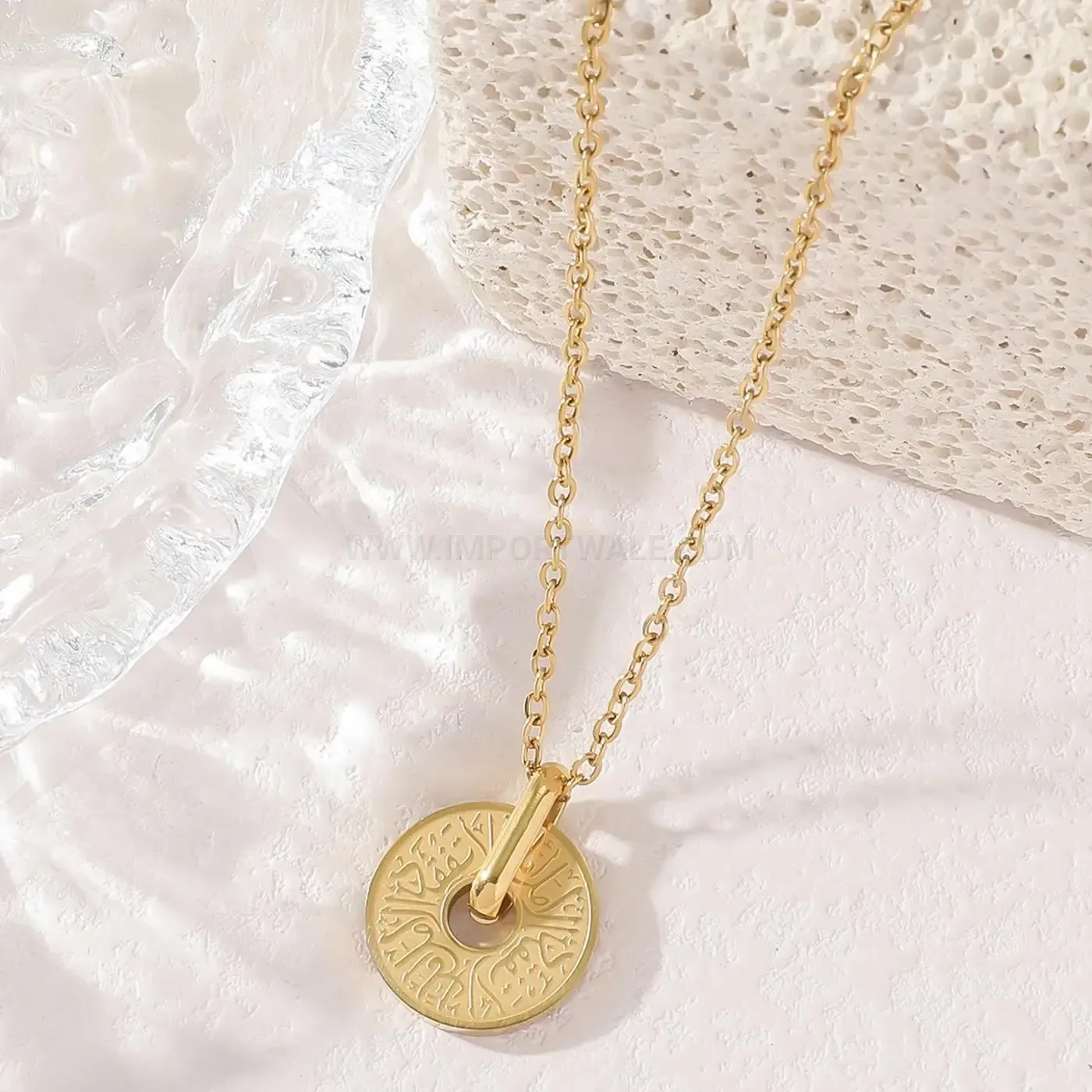 Designer Stainless Steel Arabic Calligraphy Verse Pendant Necklace