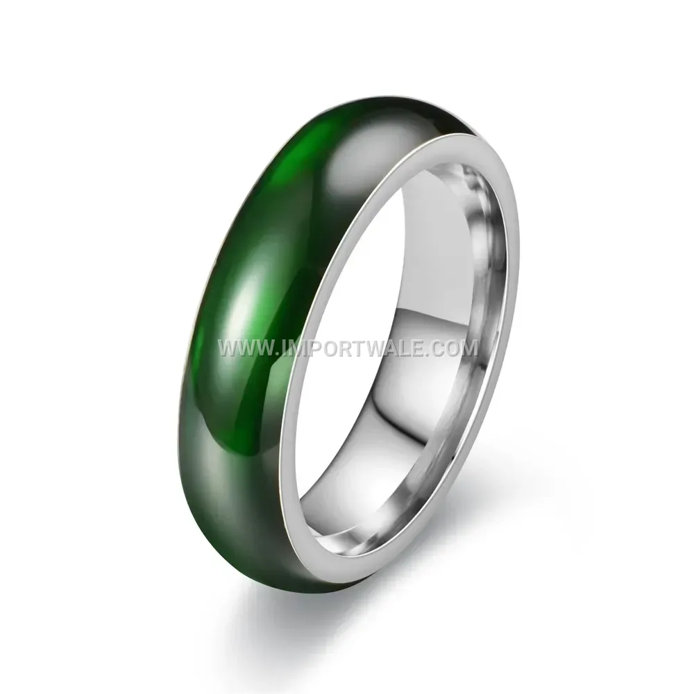 Stainless Steel Faux Jade Inlay Band Ring
