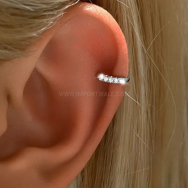 Fashion Non Piercing Stainless Steel Zirconia Ear and Nose Cuff