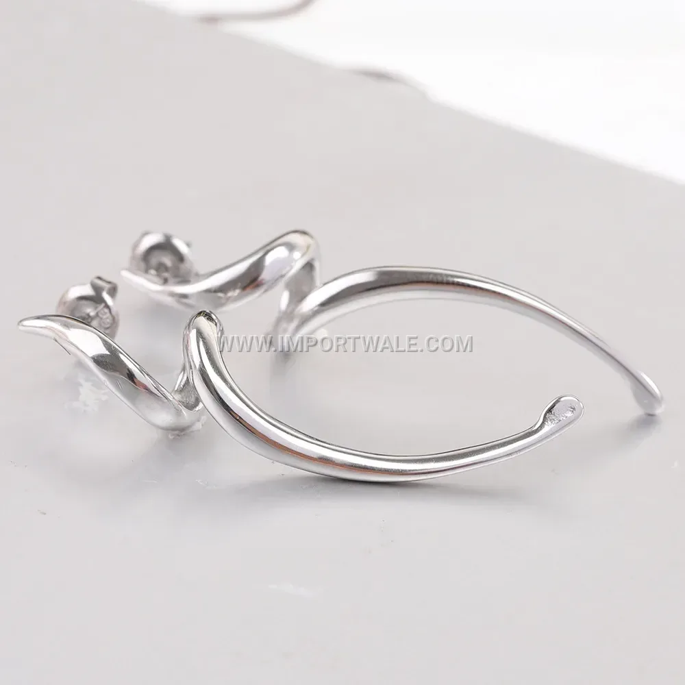 Asymmetric Wavy Bar Stainless Steel Stud Earrings