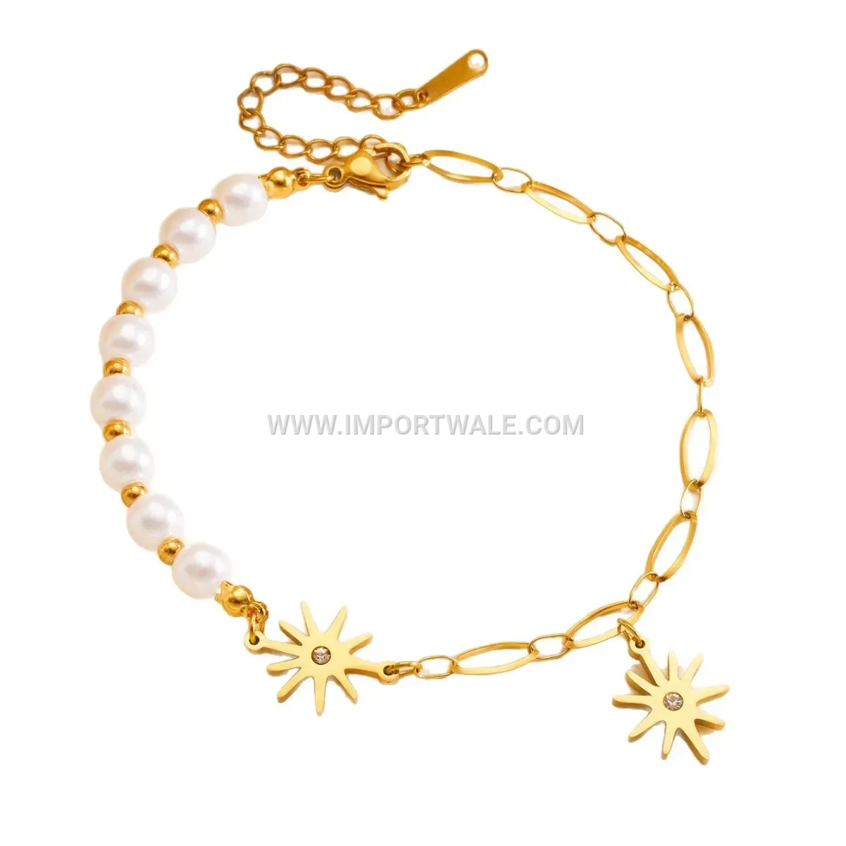Stainless Steel Star Charm Pearl Anklet